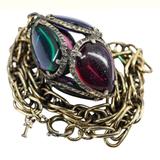 Crown Trifari Renaissance Stained Glass Egg Charm Bracelet – Collectible vintage designer item