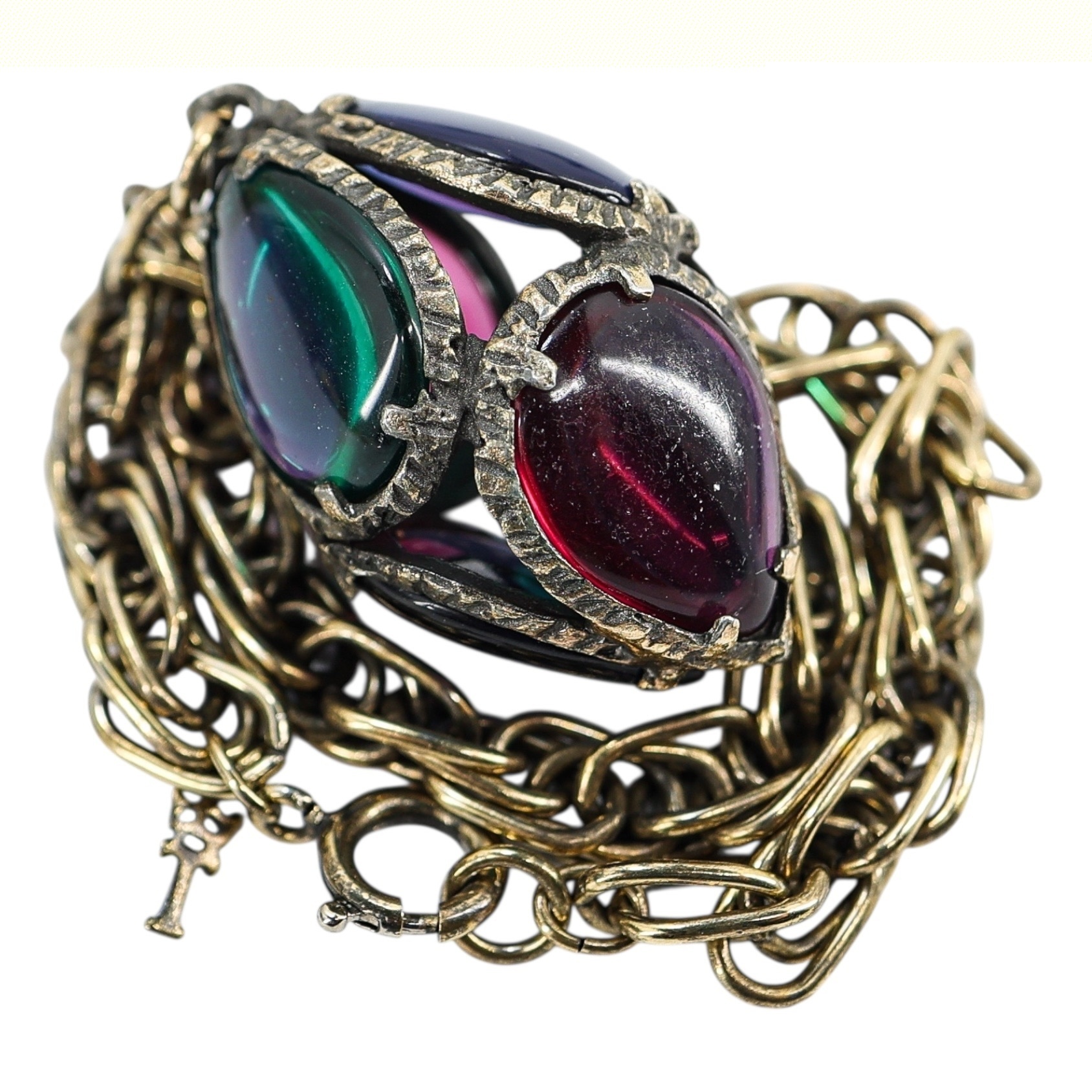 Trifari Renaissance Stained Glass Egg Charm Bracelet image 2