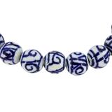 Abstract Scroll White Blue Hand Painted Porcelain Bead Bracelet – Hand crafted by A Wold Of Things using dead stock vintage materials - small batch
