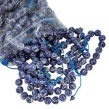 White & Blue Chinese Handpainted Porcelain Bead Bracelet, 12mm - Stylized Longevity Symbol – Vintage dead stock item 