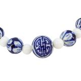 White Blue Porcelain & Milk Glass Bead Bracelet Set - Floral With Longevity Style Accent – OOAK - Unique one of a kind item handmade by A World Of Things made using vintage dead stock materials 