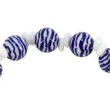 White Blue Porcelain & Milk Glass Bead Bracelet Waves Wavy Circles Motif – Hand crafted by A Wold Of Things using dead stock vintage materials - small batch