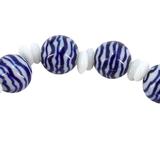 White Blue Porcelain & Milk Glass Bead Bracelet Waves Wavy Circles Motif – Hand crafted by A Wold Of Things using dead stock vintage materials - small batch