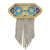 Vintage BANU Sterling 925 Blue Enamel Tassel Brooch Turkish Ottoman Revival – Collectible Item - Estate find
