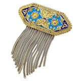 Vintage BANU Sterling 925 Blue Enamel Tassel Brooch Turkish Ottoman Revival – Collectible Item - Estate find