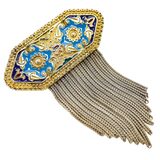 Vintage BANU Sterling 925 Blue Enamel Tassel Brooch Turkish Ottoman Revival – Collectible Item - Estate find