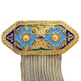 Vintage BANU Sterling 925 Blue Enamel Tassel Brooch Turkish Ottoman Revival – Collectible Item - Estate find