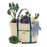 Napier Enamel Gardening Brooch Tote Vegetables And Molded Glass Snail – Estate Find
