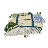 Napier Enamel Gardening Brooch Tote Vegetables And Molded Glass Snail – Estate Find