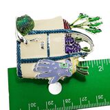 Napier Enamel Gardening Brooch Tote Vegetables And Molded Glass Snail – Estate Find