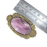 Vintage 1930s Art Deco Brass & Amethyst Glass Brooch - Intense UV Green Manganese Glow – Rare Vintage Item