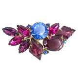Juliana D&E Rhinestone Brooch Fuchsia Purple And Blue 2.5" – Rare collectible vintage item 