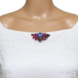 Juliana D&E Rhinestone Brooch Fuchsia Purple And Blue 2.5" – Rare collectible vintage item 
