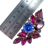 Juliana D&E Rhinestone Brooch Fuchsia Purple And Blue 2.5" – Rare collectible vintage item 