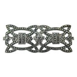 Art Deco Style Sterling Silver And Marcasite Brooch Openwork Geometric Motif 2in – Rare Vintage Item