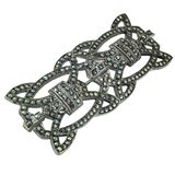 Art Deco Style Sterling Silver And Marcasite Brooch Openwork Geometric Motif 2in – Rare Vintage Item
