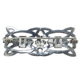 Art Deco Style Sterling Silver And Marcasite Brooch Openwork Geometric Motif 2in – Rare Vintage Item
