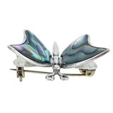 Abalone Butterfly Brooch Vintage Taxco Sterling Silver 3D Eagle #3 “FC” Mark