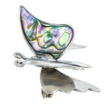 Abalone Butterfly Brooch Vintage Taxco Sterling Silver 3D Eagle #3 “FC” Mark
