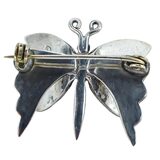 Abalone Butterfly Brooch Vintage Taxco Sterling Silver 3D Eagle #3 “FC” Mark