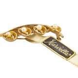 Vintage Marvella Gold Tone Leaf Brooch W Faux Pearls Natura ’86 Fabric Tag NOS – Vintage dead stock item 