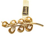 Vintage Marvella Gold Tone Leaf Brooch W Faux Pearls Natura ’86 Fabric Tag NOS – Vintage dead stock item 