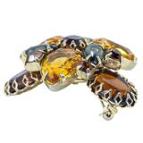 Vintage MCM Amber Tone Rhinestone Brooch - Large Statement Domed 3 Petal Design – Vintage item