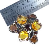 Vintage MCM Amber Tone Rhinestone Brooch - Large Statement Domed 3 Petal Design – Vintage item