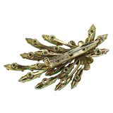 Vintage MCM Green Striped Glass Rhinestone Brooch – Large Floral Spray 2 7/8” – Vintage item