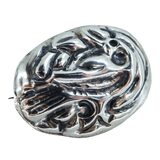 Vintage Mexico Silver Modernist Stylized Roadrunner Brooch Sculptural Relief 1.25” – Rare Vintage Item