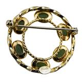 Vintage Mid Century Nephrite Jade Cabochons Gold Filled Brooch Signed Dixelle – Rare collectible vintage item 