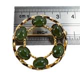 Vintage Mid Century Nephrite Jade Cabochons Gold Filled Brooch Signed Dixelle – Rare collectible vintage item 