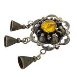 Vintage Norwegian Bunad Solje Sterling Silver Rosette Brooch W Lauv Dangles – Rare collectible vintage item 