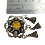 Vintage Norwegian Bunad Solje Sterling Silver Rosette Brooch W Lauv Dangles – Rare collectible vintage item 