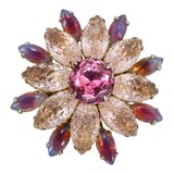 Vintage Pink Rhinestone Flower Brooch Lot Of 3 Mid Century Gold Tone 1–1.5” – Collectible vintage item