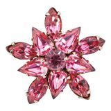 Vintage Pink Rhinestone Flower Brooch Lot Of 3 Mid Century Gold Tone 1–1.5” – Collectible vintage item