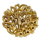Crown Trifari Patent Pending Round Brooch - Faux Pearl And Clear Rhinestones 1.25” – Collectible vintage designer item