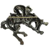 Vintage Horse Rider Equestrian Brooch In Pewter, Large 2.5" – Collectible Item - Estate find