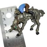Vintage Horse Rider Equestrian Brooch In Pewter, Large 2.5" – Collectible Item - Estate find