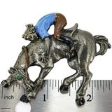 Vintage Horse Rider Equestrian Brooch In Pewter, Large 2.5" – Collectible Item - Estate find