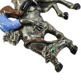 Vintage Horse Rider Equestrian Brooch In Pewter, Large 2.5" – Collectible Item - Estate find