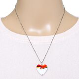 Amberina Art Glass Heart Lampwork Pendant Necklace Sterling Silver – OOAK - Unique one of a kind artisan item