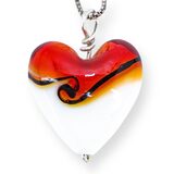 Amberina Art Glass Heart Lampwork Pendant Necklace Sterling Silver – OOAK - Unique one of a kind artisan item