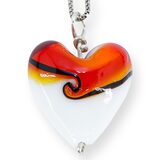 Amberina Art Glass Heart Lampwork Pendant Necklace Sterling Silver – OOAK - Unique one of a kind artisan item