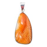 Large Statement Orange Spiny Oyster Pendant In Sterling Silver Organic Freeform Drop – OOAK - Unique one of a kind artisan item