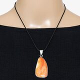 Large Statement Orange Spiny Oyster Pendant In Sterling Silver Organic Freeform Drop – OOAK - Unique one of a kind artisan item