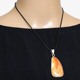 Large Statement Orange Spiny Oyster Pendant In Sterling Silver Organic Freeform Drop – OOAK - Unique one of a kind artisan item