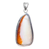 Large Statement Orange Spiny Oyster Pendant In Sterling Silver Organic Freeform Drop – OOAK - Unique one of a kind artisan item