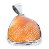 Large Statement Orange Spiny Oyster Pendant In Sterling Silver Organic Freeform Drop – OOAK - Unique one of a kind artisan item