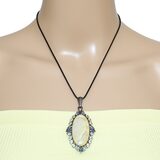Sterling Silver Large Oval Quartz And Blue Stones Pendant - Victorian Revival – Estate Find